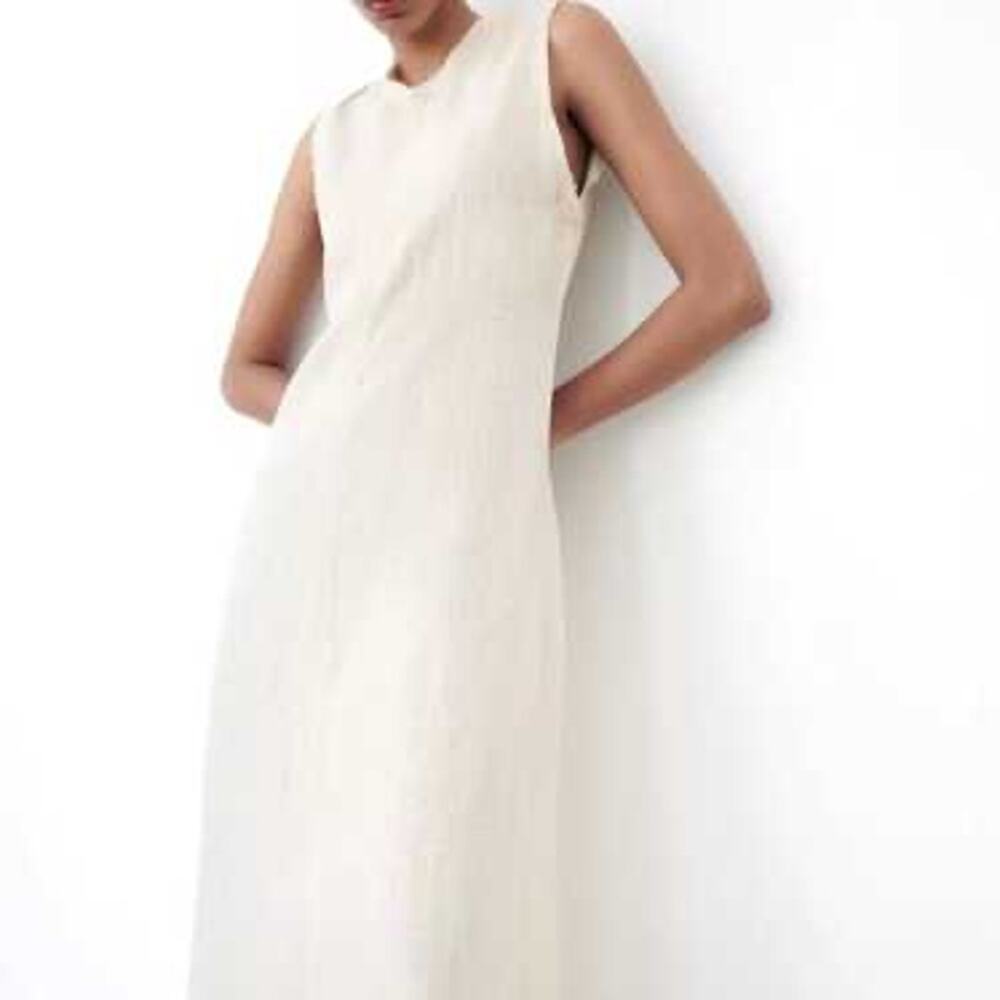 Zara Cream Linen Maxi Dress Size XS